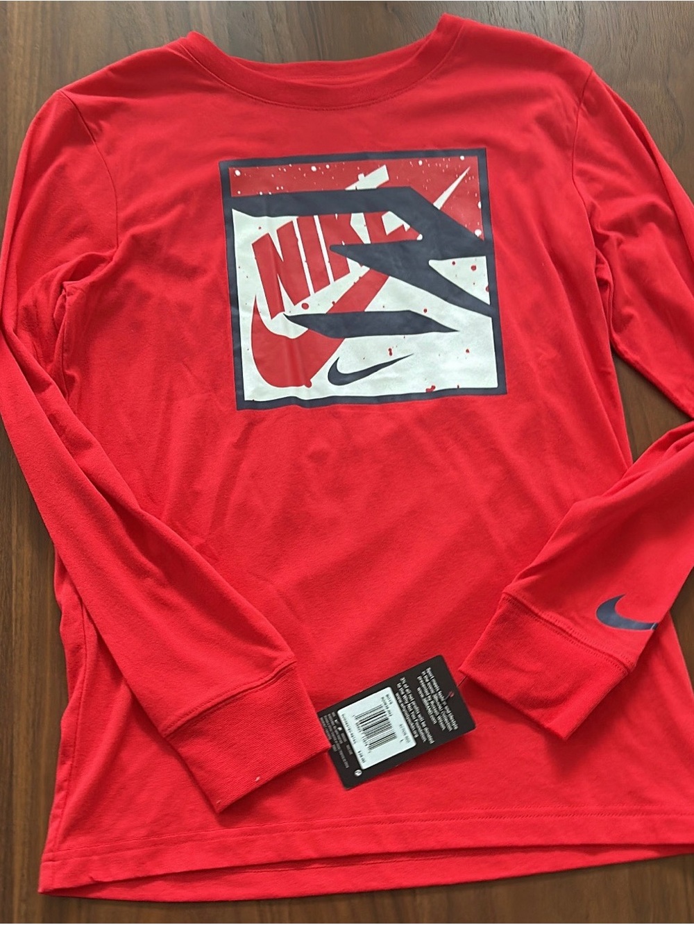 Nike Red Long Sleeve Graphic Logo Tee